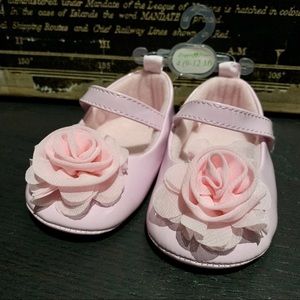 Stepping Stones Shiny Pink Mary Janes With Flowers